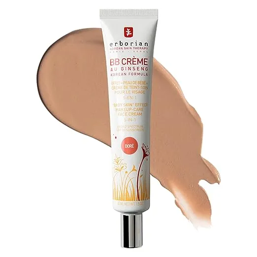 Erborian BB Cream with Ginseng - Lightweight Buildable Coverage with SPF & Ultra-Soft Matte Finish Minimizes Pores, Blemishes & Imperfections - Korean Face Makeup & Skincare