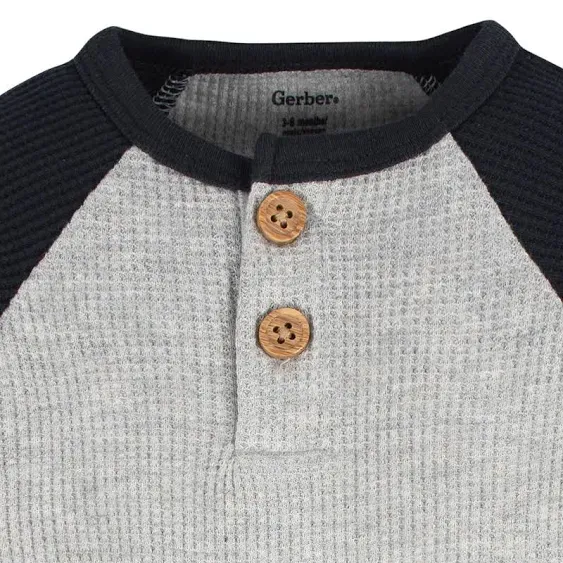 Gerber baby-boys 2-pack Long Sleeve Henley Onesies