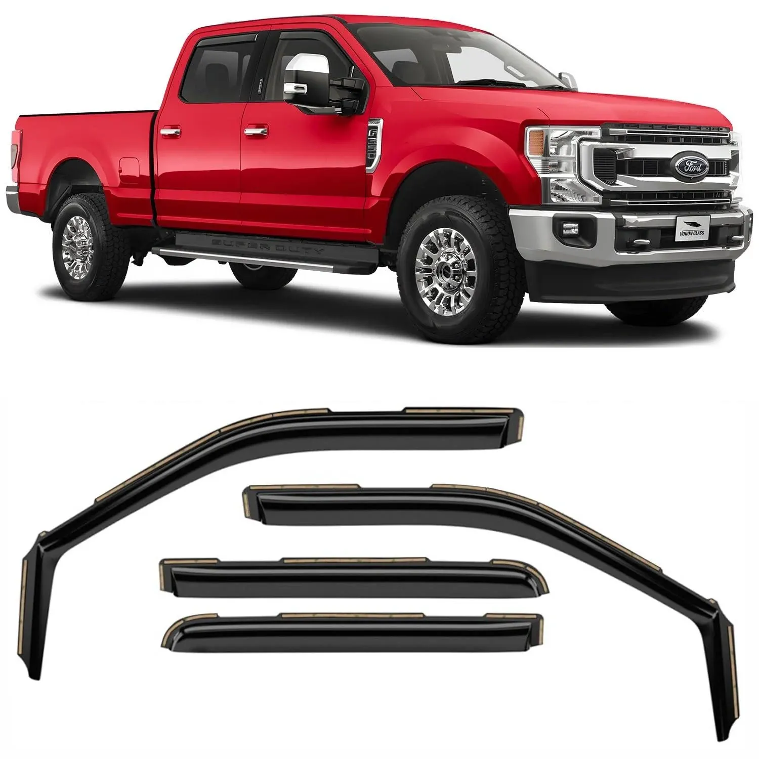 Side Window Deflectors Rain Guards for 2017-2022 Ford F-250-550 SuperCrew  | eBay