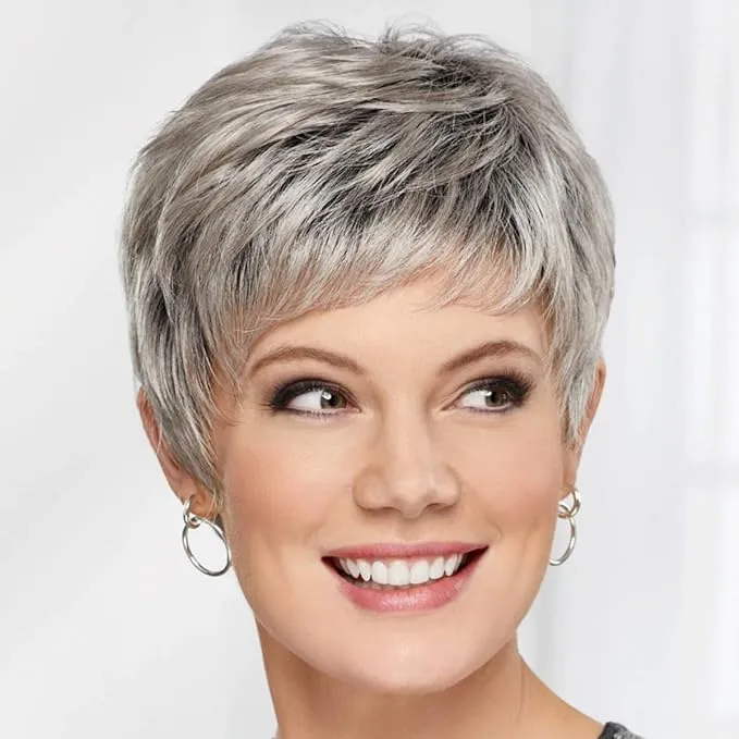 Casey WhisperLite Wig by Paula Young - Short, Ultra-Chic Pixie Wig with Neat, Straight Layers/Silver