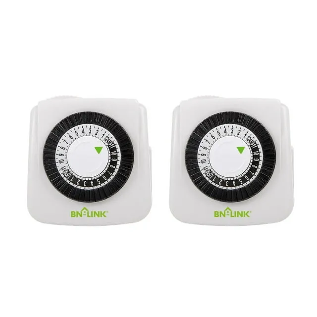 Indoor Timers Plug Mechanical 2 Prong 24-Hour Mini Lamp Timers 2 Pack, for Elect