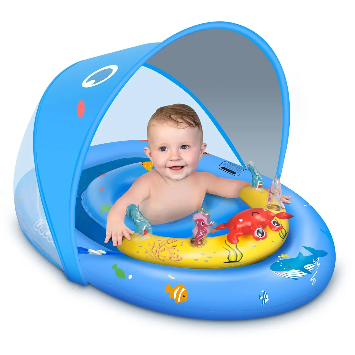 Laycol Baby Pool Float with UPF50+ Sun Protection Canopy & Toy Play Console ...