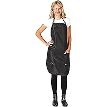 Betty Dain Luminous Salon Stylist Apron, Classic Design, Bottom Zipper Pockets, Adjustable Neck Strap, Lightweight, Water-Resistant Poly Nylon Blend Repels Hair, Easy Care, Black