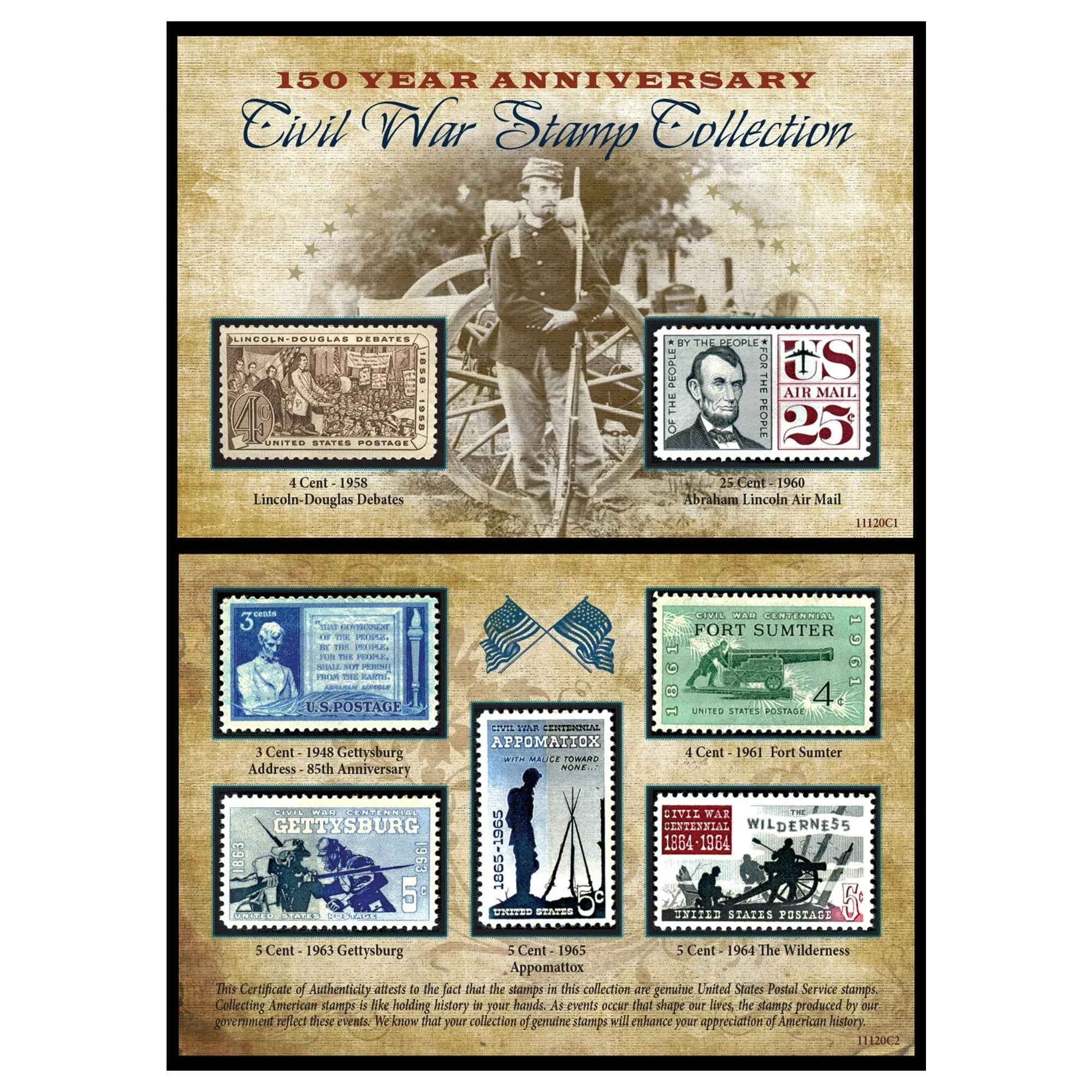 American Coin Treasures 150th Anniversary Civil War Commemorative Stamp Collection