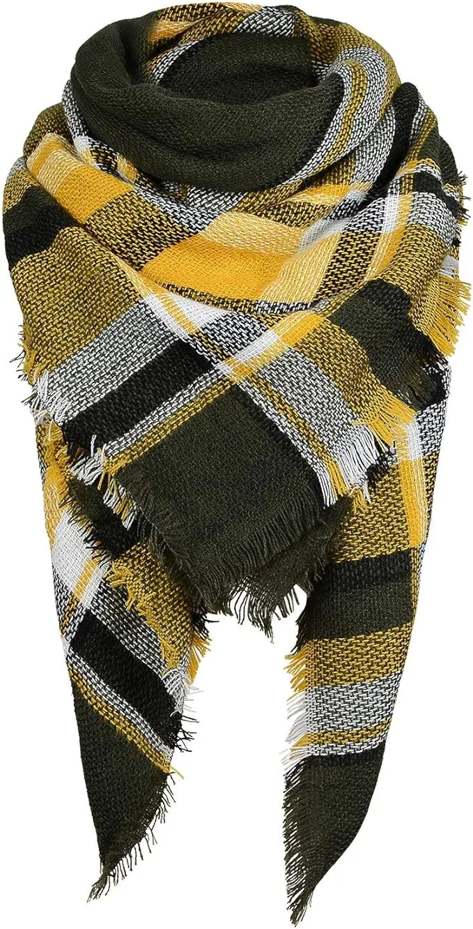 Century Star Womens Winter Scarf Fall Plaid Scarf Knit Oversized Large Triangle Scarf for Women Warm Shawl Wrap