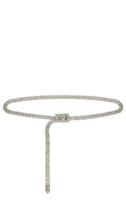 Baby Farah Crystal Skinny Belt In Silver