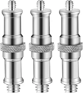 3 Pieces Standard 1/4 to 3/8 inch Metal Male Convertor Threaded Screw Adapter Spigot Stud for Studio Light Stand, Hotshoe/Coldshoe Adapter, Ball Head, Wireless Flash Receiver, Trigger