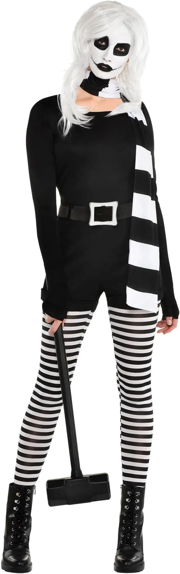 Alice The Psycho Costume Set - Stunning Black & White Polyester Design - Perfect for Halloween & Themed Parties