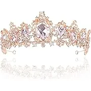 WEWBABY Rose Gold Tiara and Crown for Women Pink Queen Crowns for Girls Princess Baroque Crystal Rhinestone Bridal Tiara for Bride Costume Party Festival…