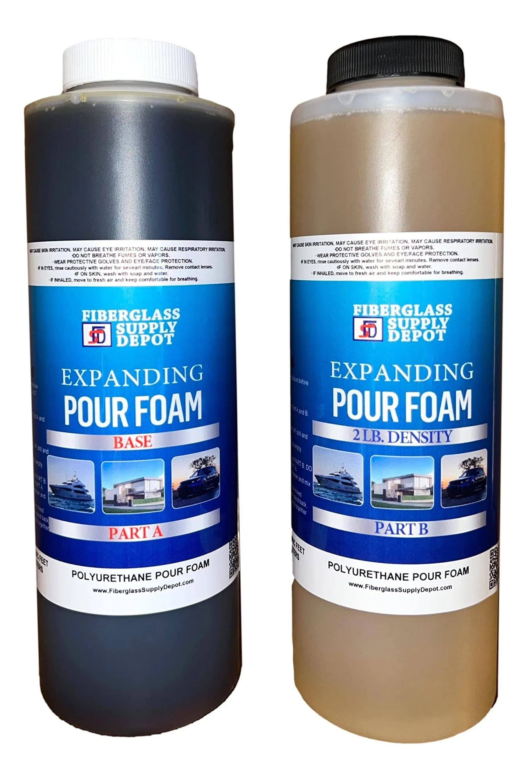 2 Lb Density Expanding Pour Foam, 2 Part Polyurethane Closed Cell Liquid Foam...