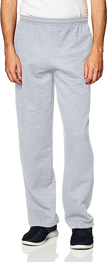 Gildan Men's Fleece Open Bottom Pocketed Sweatpants, Size: Large, Gray