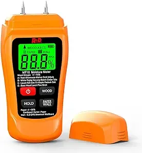 Moisture Meter for Firewood, Wood Moisture Meters for Walls, Firewood Floor Humidity Detector Lumber Humidity Tester Paper Cerimic Ceiling Firewood Cardboard Humidity Building Material (Orange01)