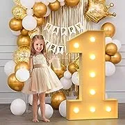 imprsv 3FT Marquee Numbers, Light Up Numbers, Mosaic Numbers for Balloons, Number 1 Balloon Frame, Marquee Light Up Letters,1st Birthday Decorations, First Party Anniversary Decorations