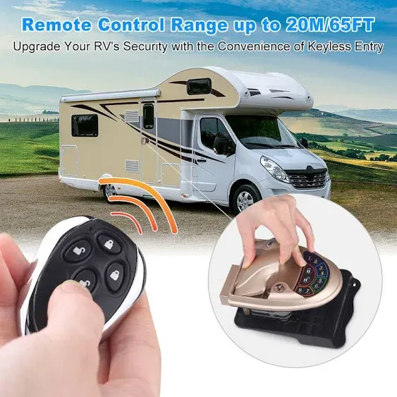 Upgraded RV Door Lock Keyless Entry Keypad, Fingerprint Metal RV Keyless Entry Door Lock, Camper Door Lock for Travel Trailer, RV Door Latch Fit for 2.75" x 3.75" Lock Hole