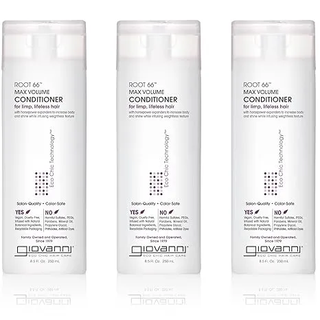 GIOVANNI 2chic Root 66 Max Volume Conditioner - For Fine Hair, Helps Strengthen & Protect Fine, Lifeless Hair, Volumizing Conditioner, Infused with Natural Botanical Ingredients - 8.5 oz (3 Pack)