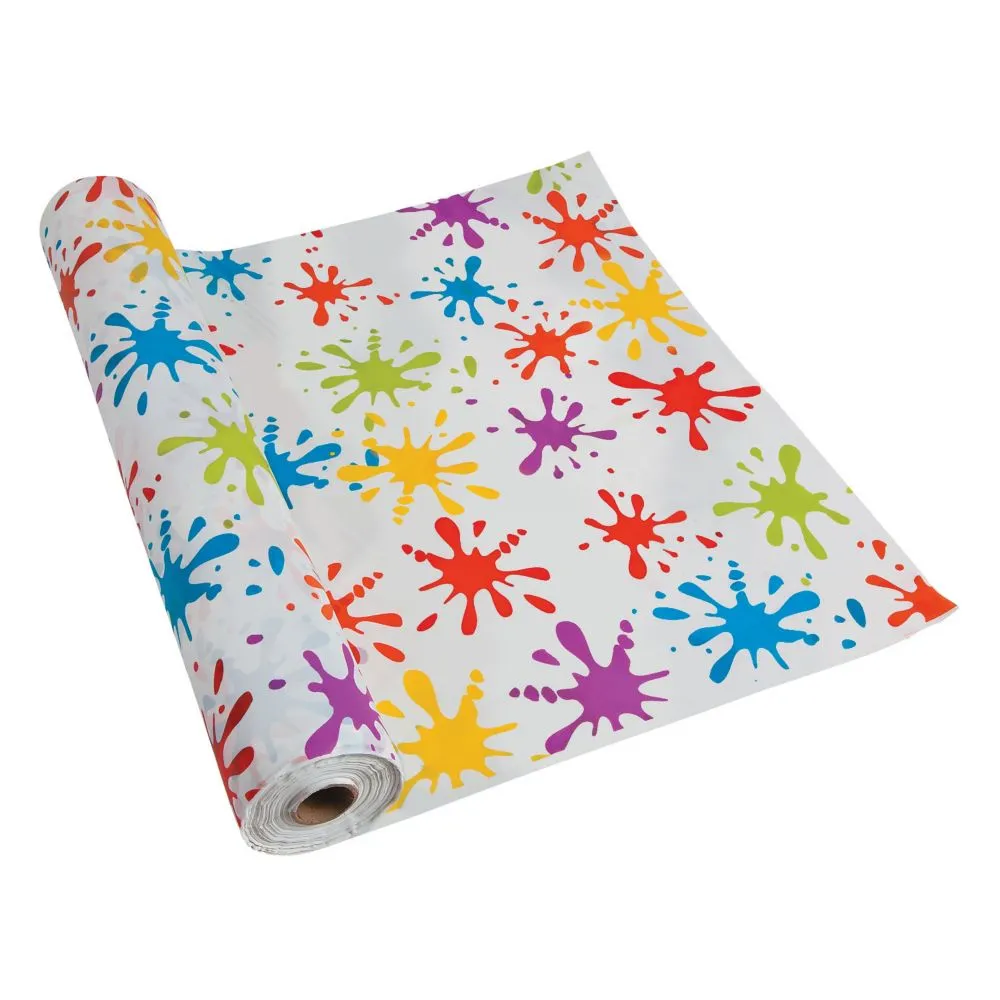 40 x 100 ft. Paint Splatters Disposable Plastic Tablecloth Roll