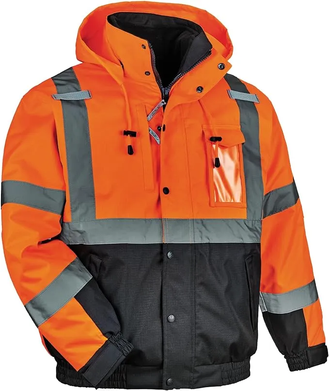 Ergodyne Glowear 8381 Class 3 Hi-vis 4-in-1 Quilted Bomber Jacket Orange 3x-large