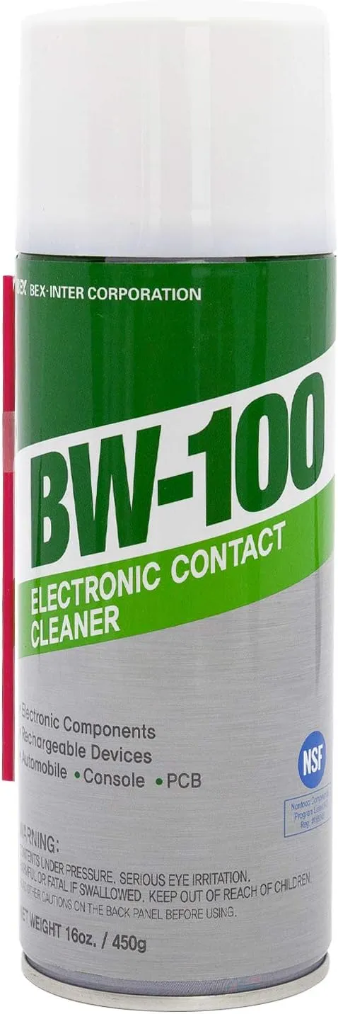 BW-100 Non-Flammable Electronic Contact Cleaner Aerosol Spray- Safely Cleans Joycons, Computers, PCB and More - Removes dust, Dirt and contaminants on Contacts - Quick Dry|8oz/225g |