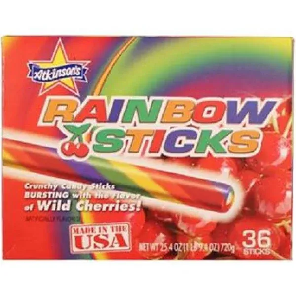 Atkinson's Rainbow Candy Sticks - 36 ct