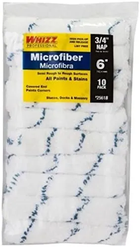 Whizz 25618 Paint Roller Cover Microfiber 6" W X 3/4" Mini Blue/White