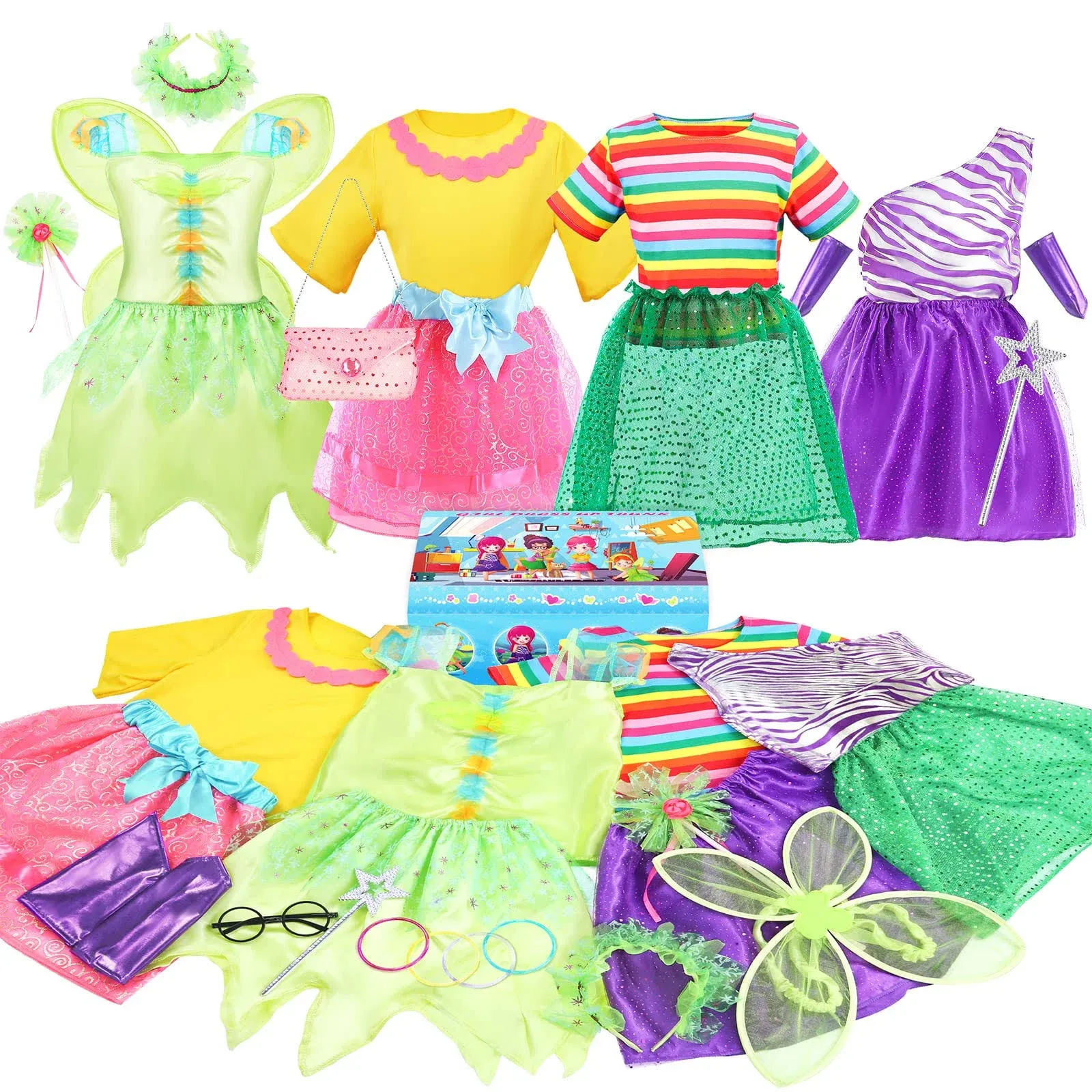 Teuevayl Little Girl Dress Up Trunk Set, 20pcs Girls Pretend Play Princess Role ...