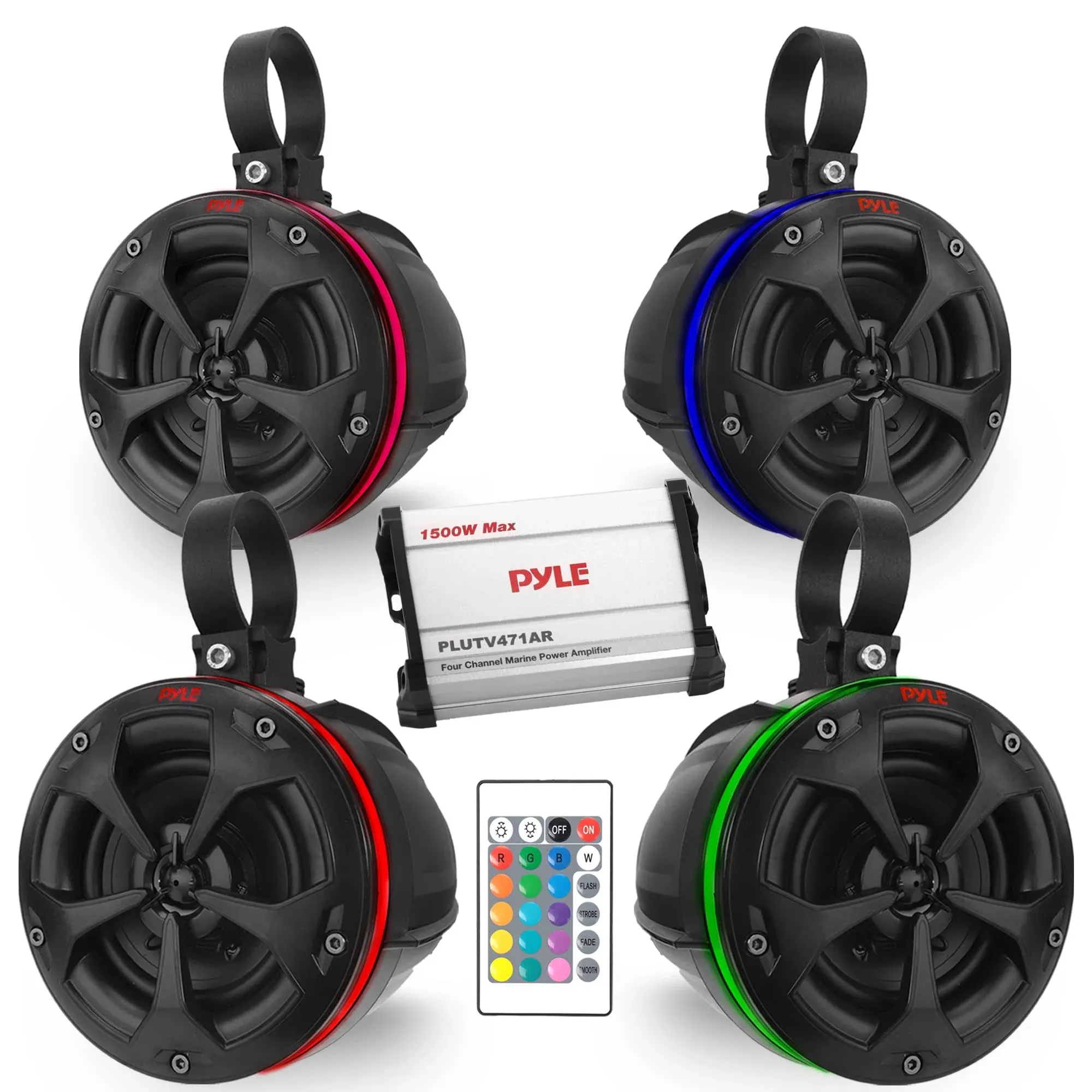 Pyle 800W 4in. 2-Way Waterproof Rated Compact PowerSport Speakers, 2 Pairs