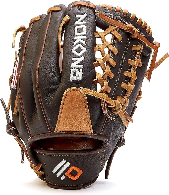 Nokona S-200M Handcrafted Alpha Baseball Glove - Modified Trap for Infield and Outfield Positions, Youth Age 14 and Under 11.25 Inch Mitt, Made in The USA