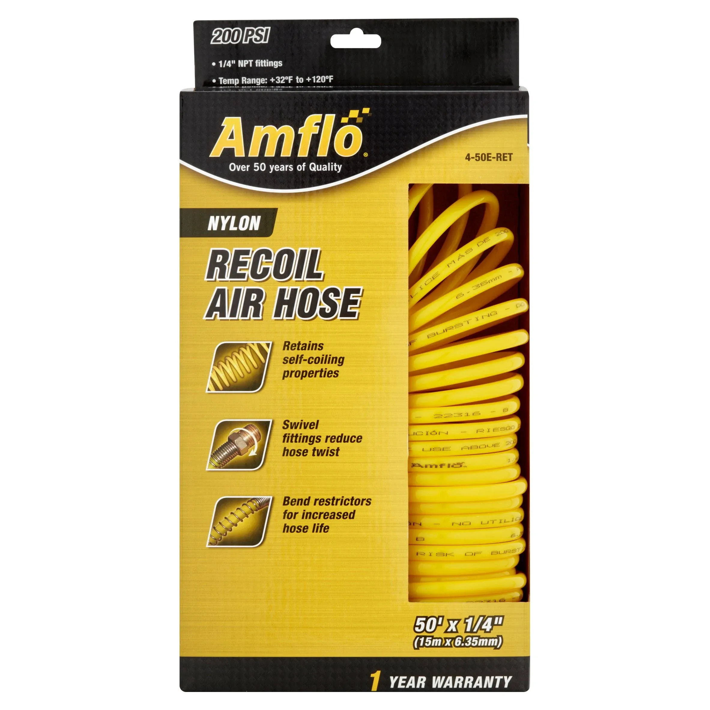 Amflo Recoil Air Hose 1/4"X50'