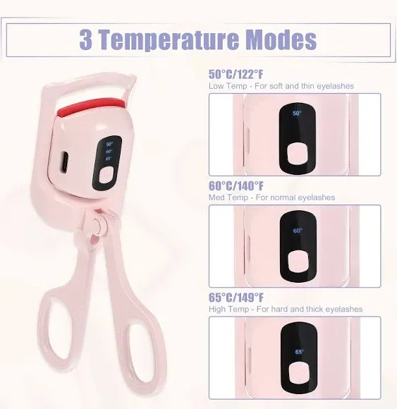 Heated Eyelash Curler USB Rechargeable Electric Eyelash Curler with Eyelash Separator Partial Precision Eyelash Curler 2 Heating Modes Long Lasting Natural Curling Eye Lashes