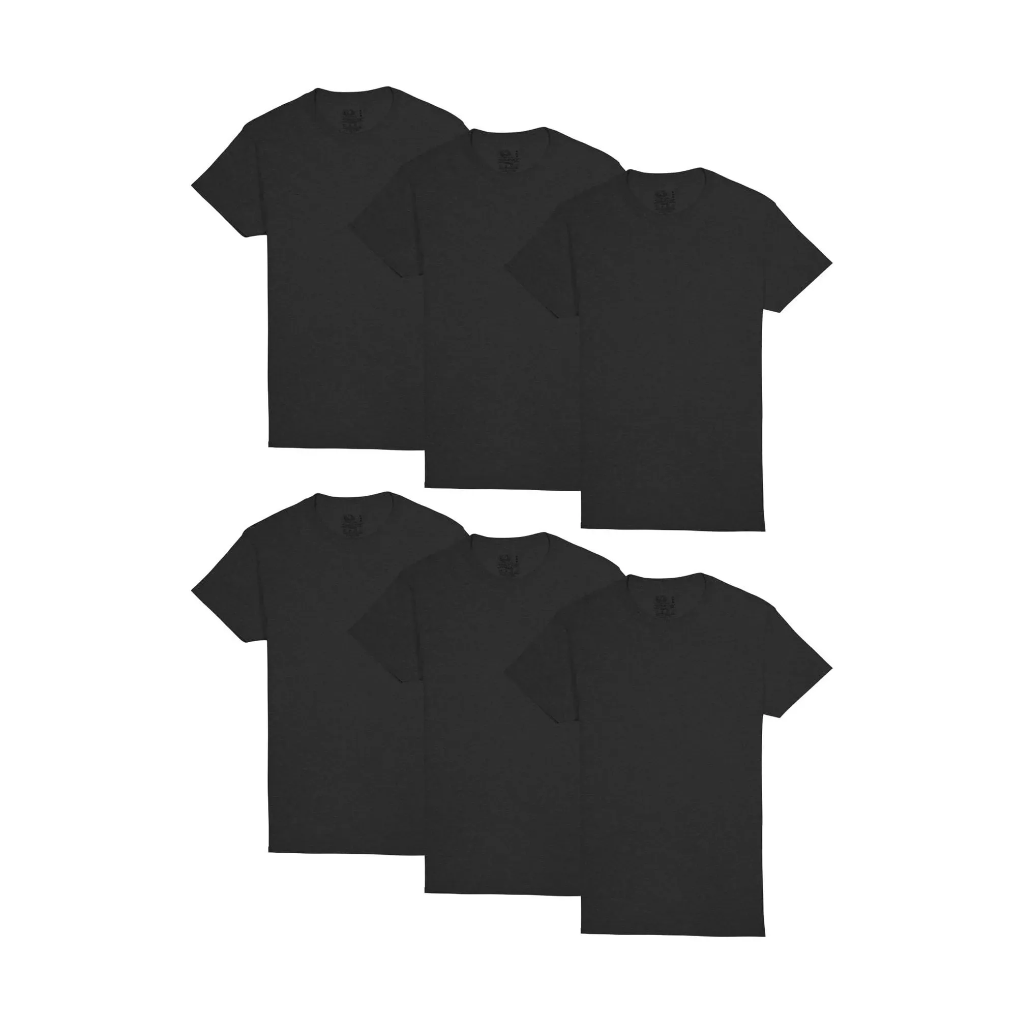 Fruit of The Loom Men's Short Sleeve Crew T-Shirt, Black 6 Pack