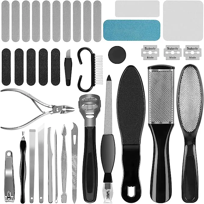 Professional Pedicure Kit, Rosmax 36 in 1 Pedicure Tools Stainless Steel Washable Foot Care Kit Dead Skin Remover Foot Spa Set at Home