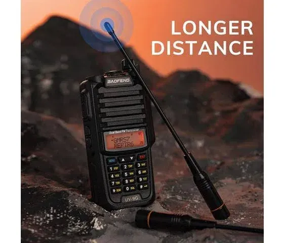 BAOFENG UV-9G GMRS Radio Waterproof IP67, Outdoors Two Way Radios Long Range Rechargeable, Handheld Dual Band NOAA Scanner, GMRS Repeater Capable.