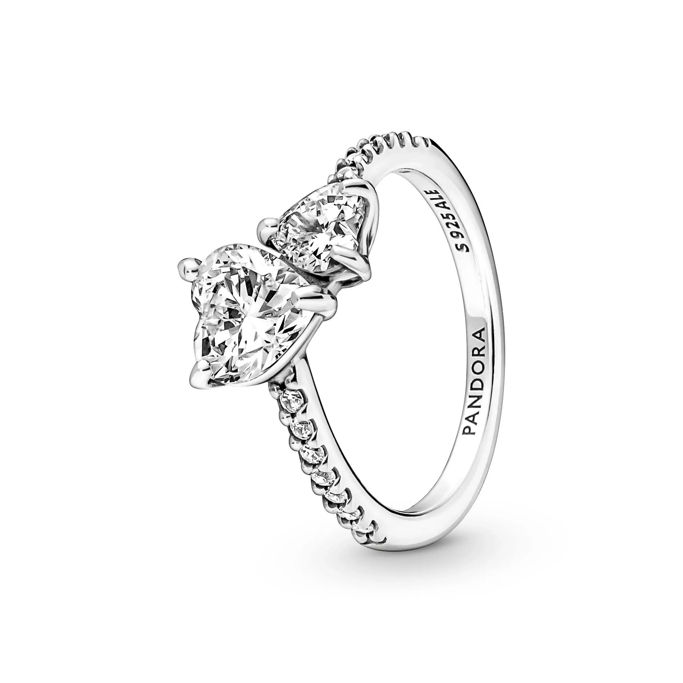 Pandora Double Heart Sparkling Ring