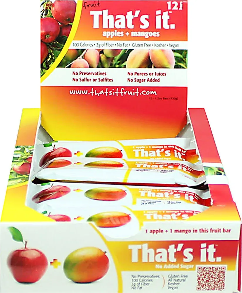 That's It. Nutrition Bar Apple and Mango Fruit 1.2 oz Bar 12/Carton