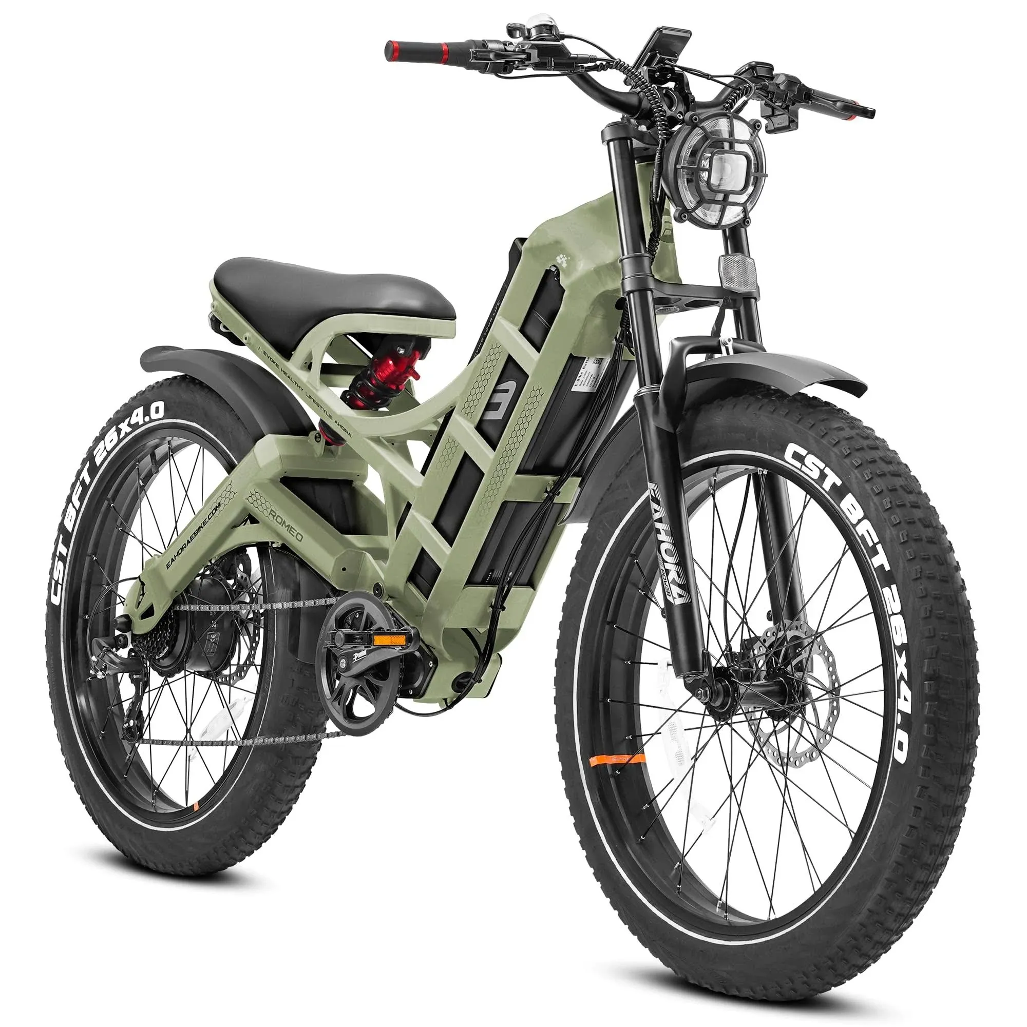 Romeo Pro Ⅱ/Romeo Pro (2024 Newest Upgraded) 60Ah 3000W/Peak 1600W Electric Bike for Adults 100-200 Miles Long Range Electric Bike Fat Tire Electric Bike Full Suspension Electric Mountain Bike