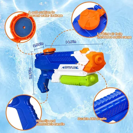 Water Gun 1000cc Squirt 2 Pack Kids Adults Swimming Pool Beach Sand