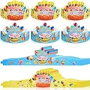 Zonon 36 Pieces Birthday Crowns for Kids Classroom Adjustable Colorful Happy Birthday Hats for School Party Supplies