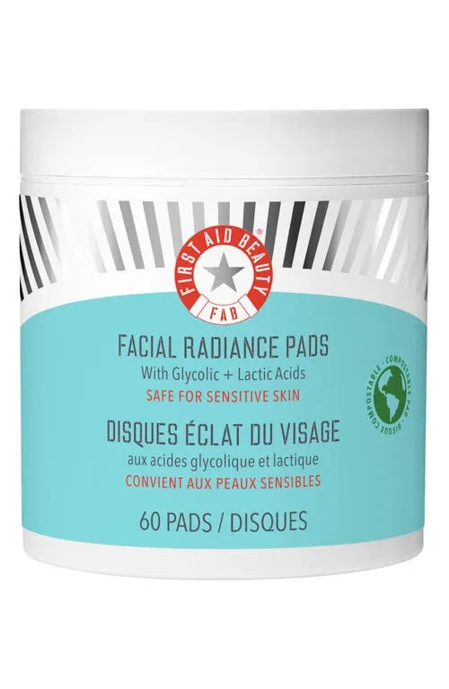 First Aid Beauty Facial Radiance Pads – Daily Exfoliating Pads with AHA that Help Tone & Brighten Skin – Compostable for Daily Use – 28 Pads