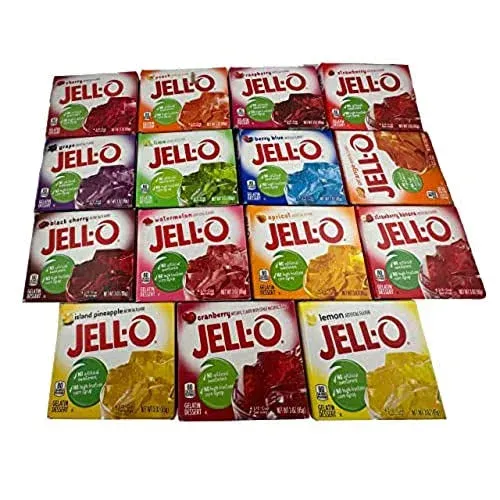 Jell-O Regular 3oz, 15 Flavor Variety Pack