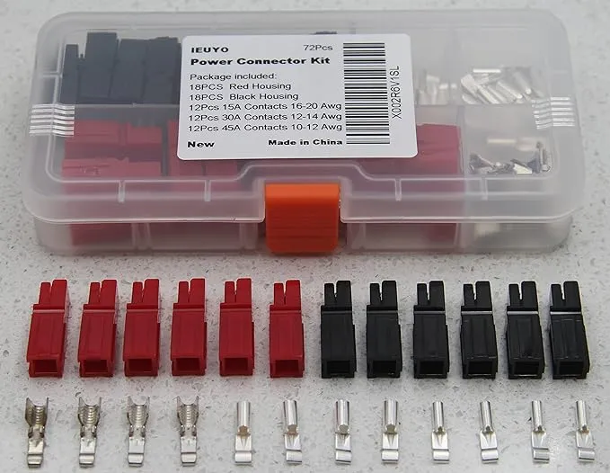 Power Wire Connectors Kit Quick Disconnect Terminals Connectors Battery Connector Modular Power Connector Kit Unassembled in Box, 15/30/45 Amp AWG10-20 72PCS