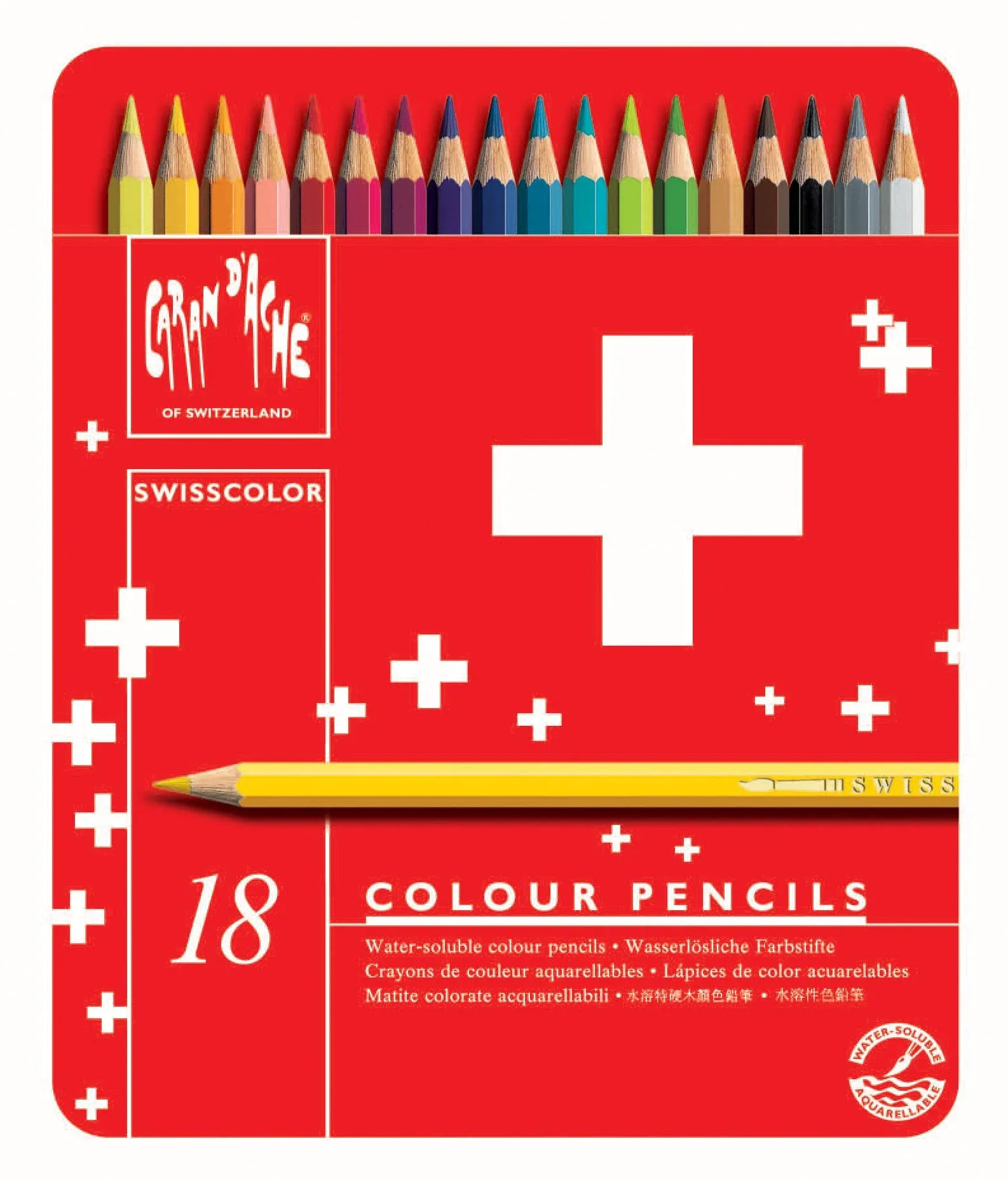 Caran d'Ache Swisscolor Colour Pencils in Metal Box (Pack of 18)