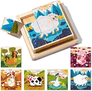 Wooden Block Puzzle Toddler 1-3-5 Years Kid Montessori Learning Games Educationa