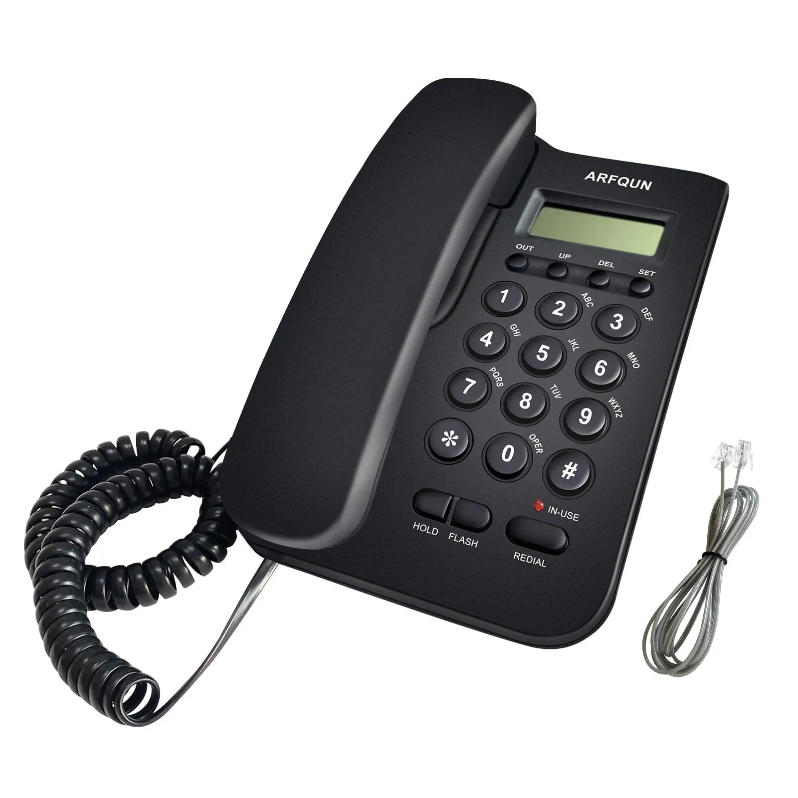 Wired Telephone, Desktop Telephone, Fixed Telephone, Caller ID Telephone, Front ...