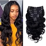 CanaryFly Body Wave Clip in Hair Extensions for Black Women Body Wave Human Hair ...