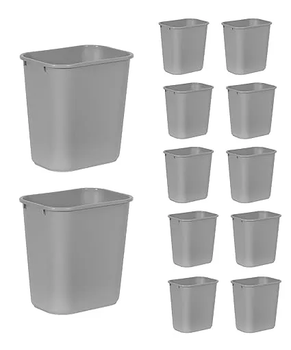 Rubbermaid Commercial Products Plastic Resin Wastebasket Trash Can for Bedroom Bathroom, Office, 7 Gallon/28 Quart, Black (Pack of 4)