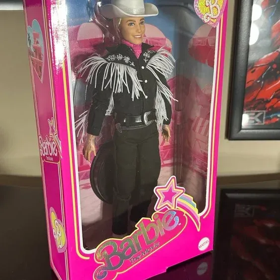 Barbie The Movie Collectible Ken Doll Wearing Black And White Western Outfit ...