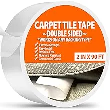 Double Sided Tape Heavy Duty Wide Carpet Tile Tape 4in x 90ft For Carpet Tiles Rug Tape Rug Gripper Indoor Outdoor Carpet Grip Tape Turf Tape Double Stick Tape Two Sided Tape For Rugs