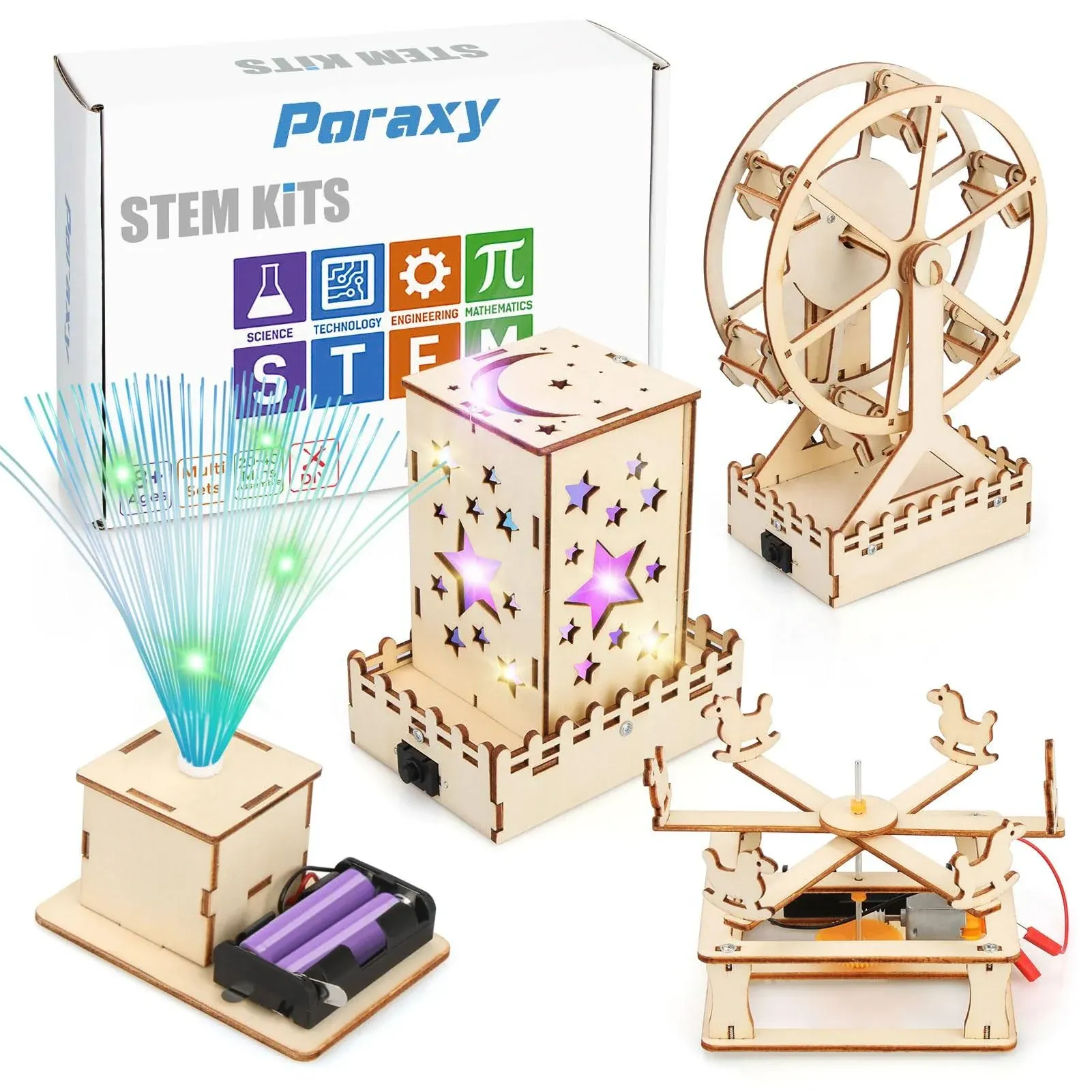 4 in 1 Stem Kits, Wooden Construction Science Kits, Stem Projects for Kids Ages 8 ...