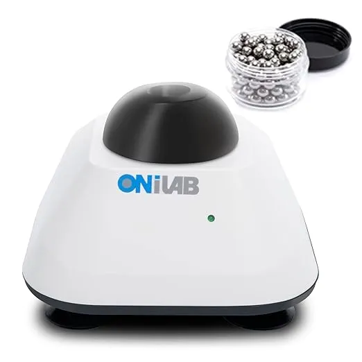 ONiLAB Mini Vortex Mixer with Touch Function, Lab Mixing, Nail Polish,Eyelash Adhesives and Acrylic Paints Mixing, Lab Vortexer with Sturdy Aluminum Cast Base，120pcs 7/32in Mixing Balls,Black