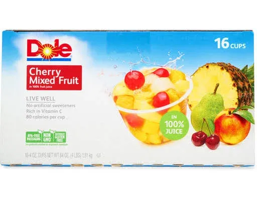 Dole Cherry Mixed Fruit - 16 pack, 4 oz cups